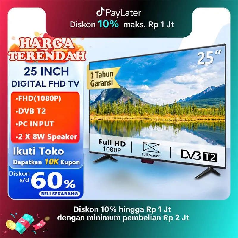 【Digital TV 25 inch】Animax 25 Inch TV LED FHD Tahun Garansi Televisi Murah support port Hdmi dan usb Lcd LED ( harus pakai antena )
