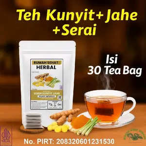 TEH KUNYIT,JAHE & SERAI/ TUMERIC GINGER white LEMONGRASS Teh herbal Tea isi 30 Teh celup jsr dr zaidul akbar
