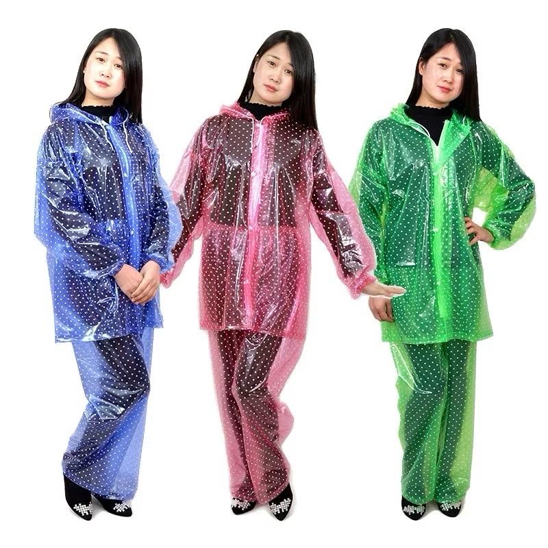 Áo Mưa Bộ Chấm Bi Nam Nữ Có Khoá Kéo Nhựa Dẻo Bền Dai Đẹp, Không Thấm Nước