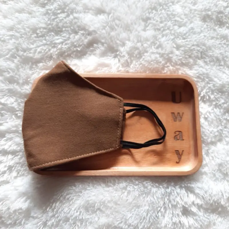 masker kain polos coklat 3 ply ( dewasa )