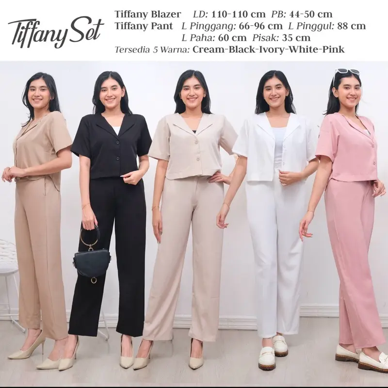 Hersoul 27 Tiffany Blazer / Blazer set / Blazer Korea Style / Blazer Set Kekinian / Blazer Polosan / Blazer Terbaru Celana Panjang Dewasa Setelan Casual Atasan Wanita Baju setelan wanita Nyaman Keren