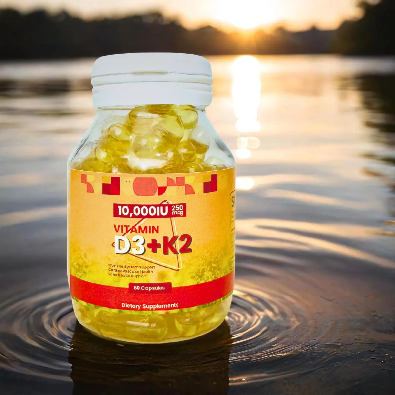 Mulittea 120 pcs Vitamin D3 10000iu dengan 250mcg vitamin K2 (mk7) Kapsul Untuk Kesehatan Tulang & sendi Meningkatkan Penyerapan Kalsium