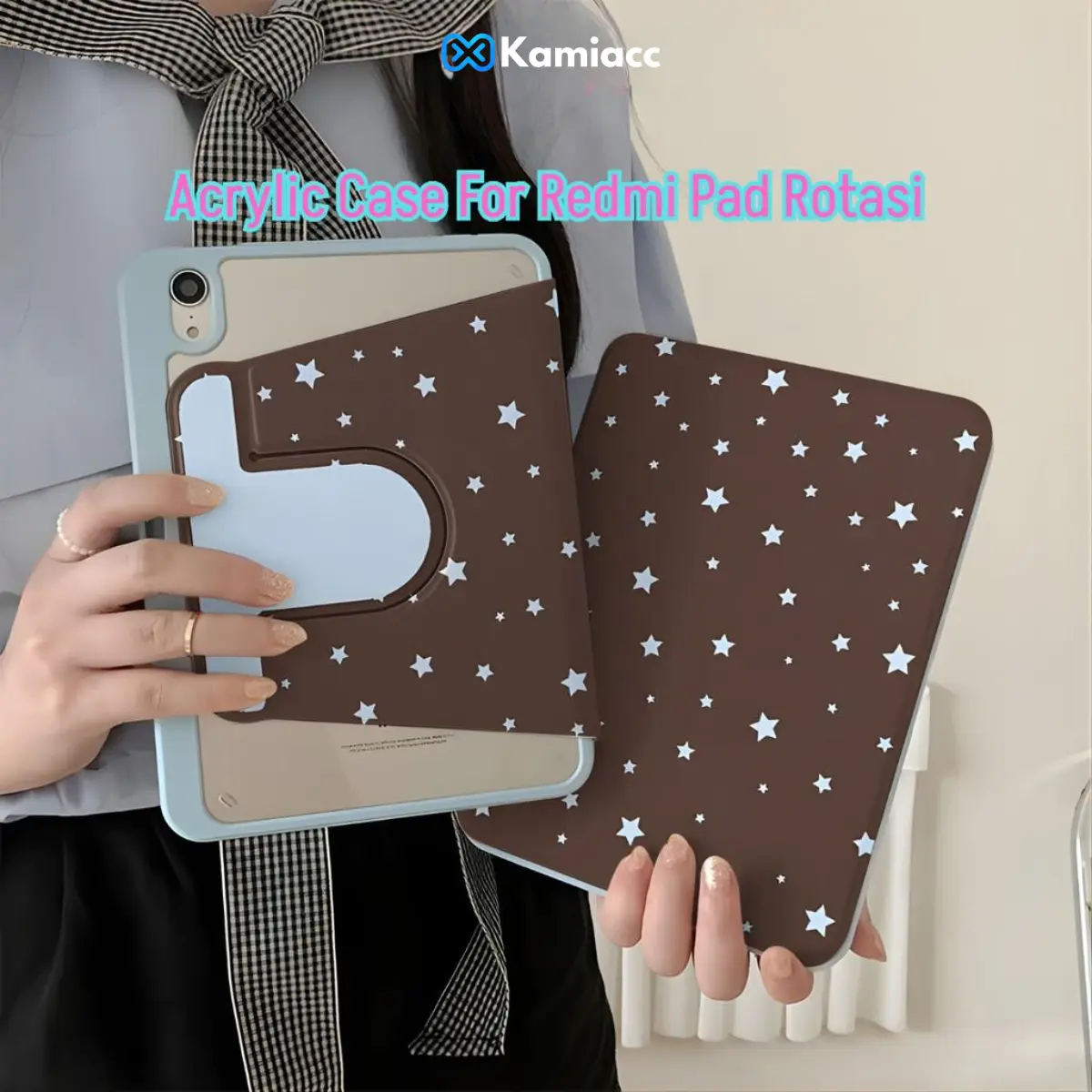 Acrylic Case 360 Rotasi Compatible For Redmi Pad 2 Pro 12.1 Poco Pad M1 Xiaomi Pad 8/8 Pro Mipad 7/7 Pro 6/6 Pro Mipad Se 8.7" Aesthetic Case