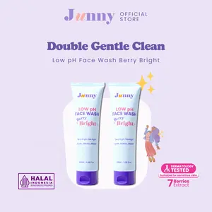 JUNNY - (Double Gentle Clean) Bundling Low PH Face Wash Berry Bright 100 ml x 2 pcs | Mencerahkan sekali bilas, acne friendly, Repairs Skin Barrier, Low pH & Bebas Minyak tanpa membuat kering & ketarik