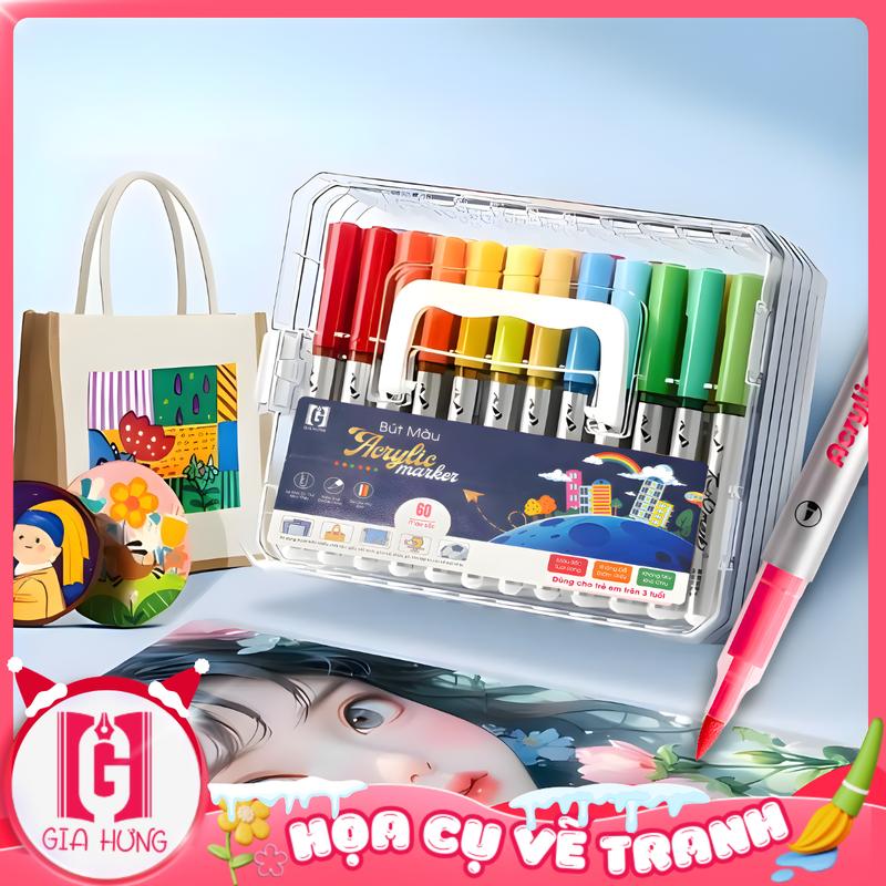  Hộp Bút Màu Acrylic Markers Đầu Brush Cao Cấp 12 24 36 48 60 84 Màu Sắc Tươi Sáng Đa Dạng Cao Cấp 