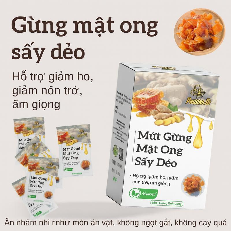 Combo 5 Gói Mứt Gừng Mật Ong Sấy Dẻo Không Đường