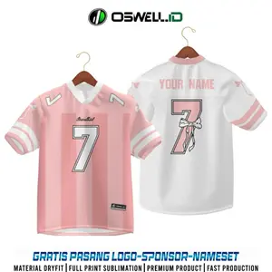 JERSEY CUSTOM COQUEETE RIBBON KOREA PINK DAN PUTIH GRATIS NAMA DAN NOMOR PUNGGUNG FULL PRINITNG