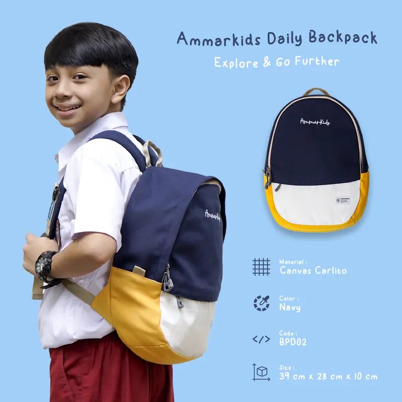Ammarkids Daily Backpack | Tas Sekolah | Tas Ransel | Tas Ransel Sekolah Anak Laki-Laki Perempuan SD SMP 3