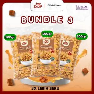 PopENjoy - [BUNDLE 3] POPCORN CARAMEL 1.5 KILO - PopENjoy (500gr x 3) - Bertiga Bestie / Makanan Manis Crispy Camilan Popkron Snack Jagung