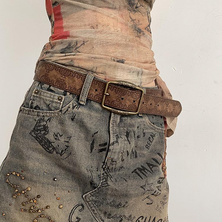 ikat pinggang wanita gaya Amerika baru y2k belt gesper emas gadis seksi vintage rasa kemewahan sabuk bergaya etnik dengan jeans tali pinggang fashion wanita bgs beber baju