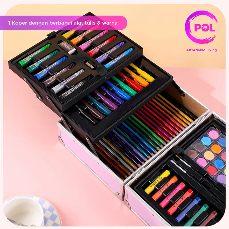 [POL] COD SNI Crayon Art Set 128pcs & 133pcs Koper Alumunium Besi | Krayon Pensil Warna 2