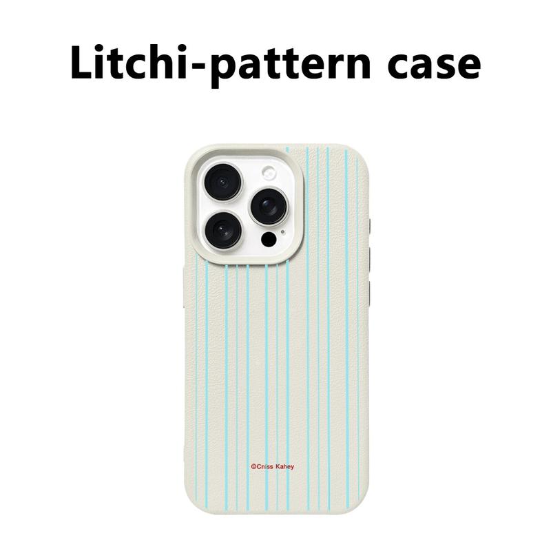 Vỏ điện thoại vân hạt dẻ hoa văn sọc đứng xanh nhạt phù hợp với iPhone18/17/16/15, vỏ điện thoại 14/13/11/7/17pro/17promax, kiểu đơn giản độc đáo 16plus, mẫu mới 16pro