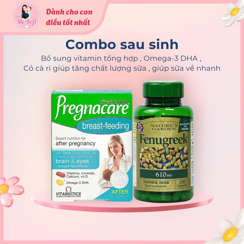 Combo cho mẹ sau sinh Pregnacare Breast-feeding + Lợi sữa Fenugreek Nature's Garden- Shop Mẹ Rofi
