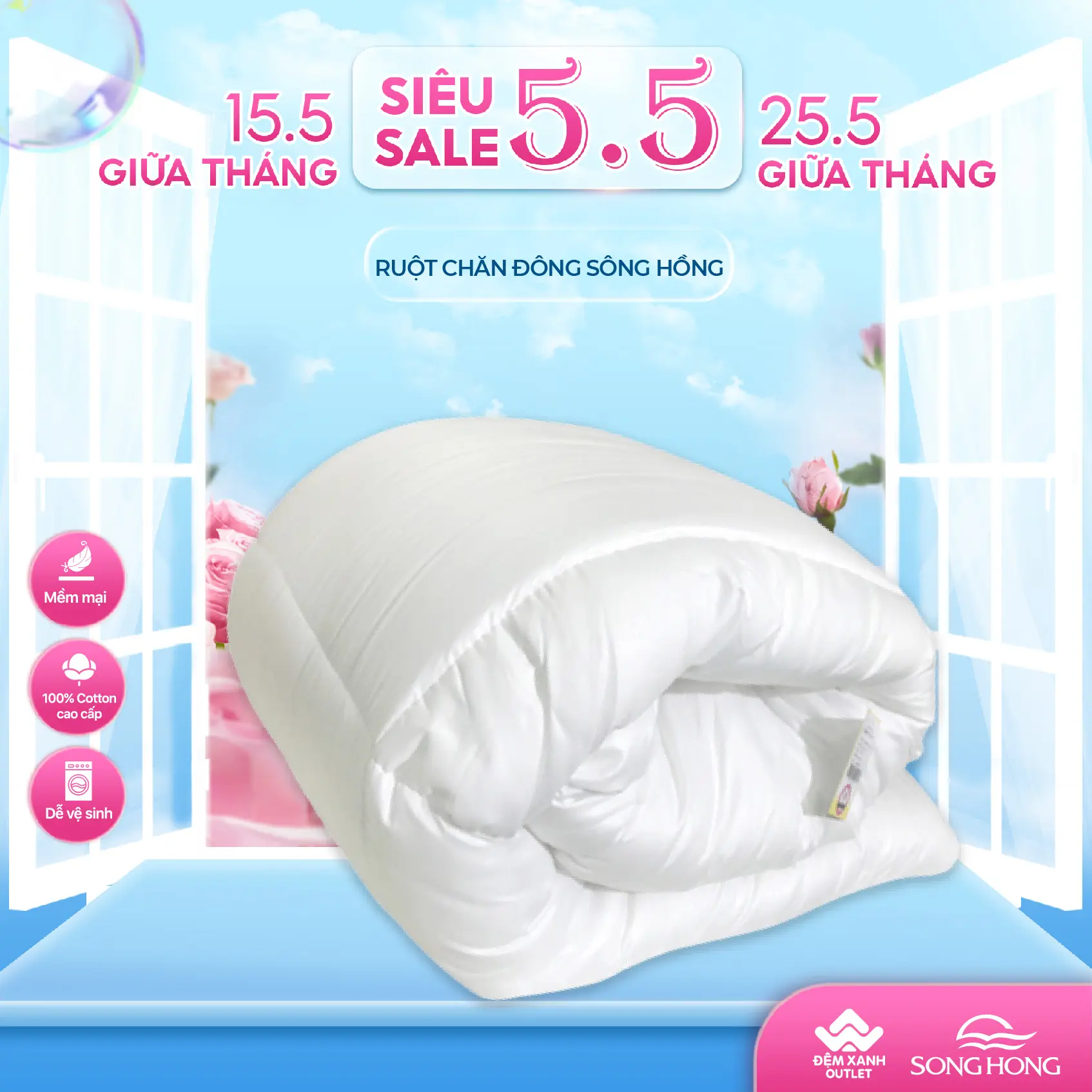 Ruột Chăn Đông Sông Hồng phân phối chính hãng tại Đệm Xanh