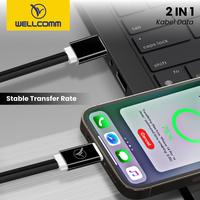 Gambar Kabel Data Wellcomm Fast Charging Flat 2In1 Micro/Iphone 1M 100cm - BLACK dari wellcommofficialstore Kota Tangerang Selatan 5 Tokopedia