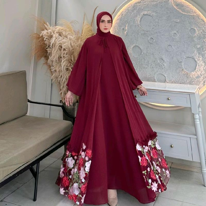 khadijah bindawood,bissmilah gamis outer premium Bordir 0