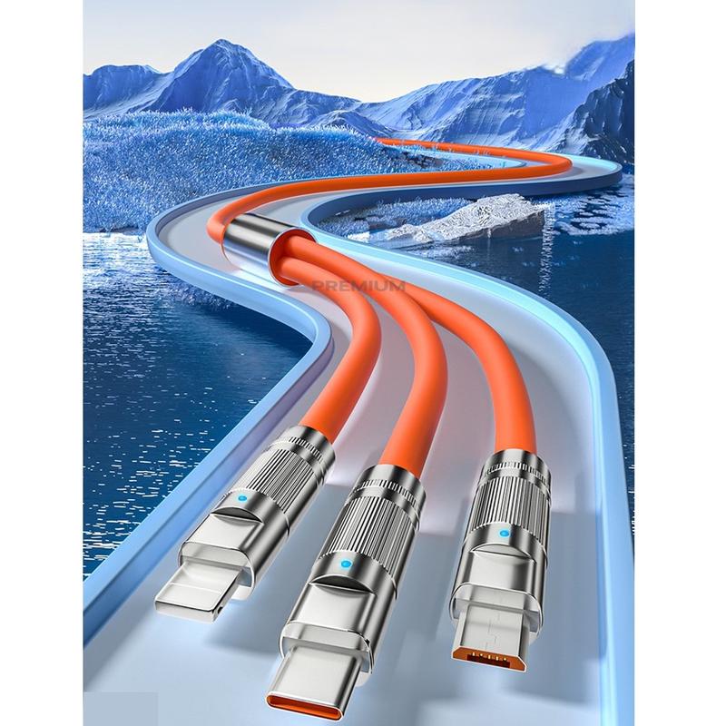 Kabel data PS-07 3 IN 1 Fast Charging PD 120W cable charger TYPE C LIGHTNING MICRO multifungsi 2