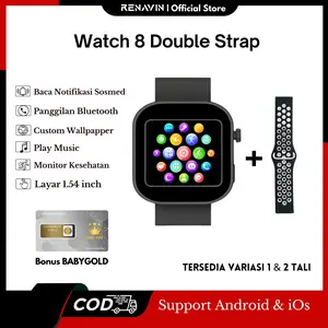 Smartwatch Jam Tangan Pintar Watch 8 Dapat 2 Tali Fitur Bisa Teleponan Custom Wallpapper Monitor Kesehatan Olahraga