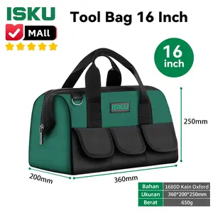 ISKU tool bag besar ukuran 16 inch 1680D tas perkakas kain oxford anti air/tools bag alat perkakas