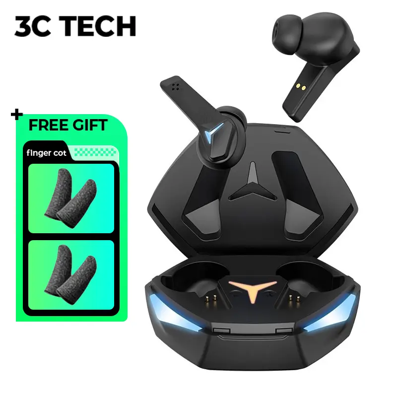 Tai nghe chơi gameTWS , tai nghe không dây khử tiếng ồn, điều khiển cảm ứng Bluetooth 5.2, tai nghe nhét trong tai âm thanh nổi 9D với micrô tích hợp, tai nghe có độ trễ thấp