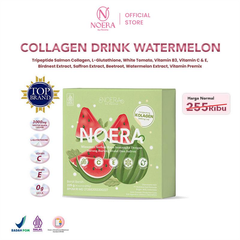 Noera Collagen Drink With Birdnest and Saffron Extract I Minuman Kolagen L-Gluthatione | Noera Premium Collagen Drink | Collagen Beauty | Noera Kolagen Drink | Suplemen Kolagen Glutathione | Suplemen  Pencerah Kulit l Improved Formula 0