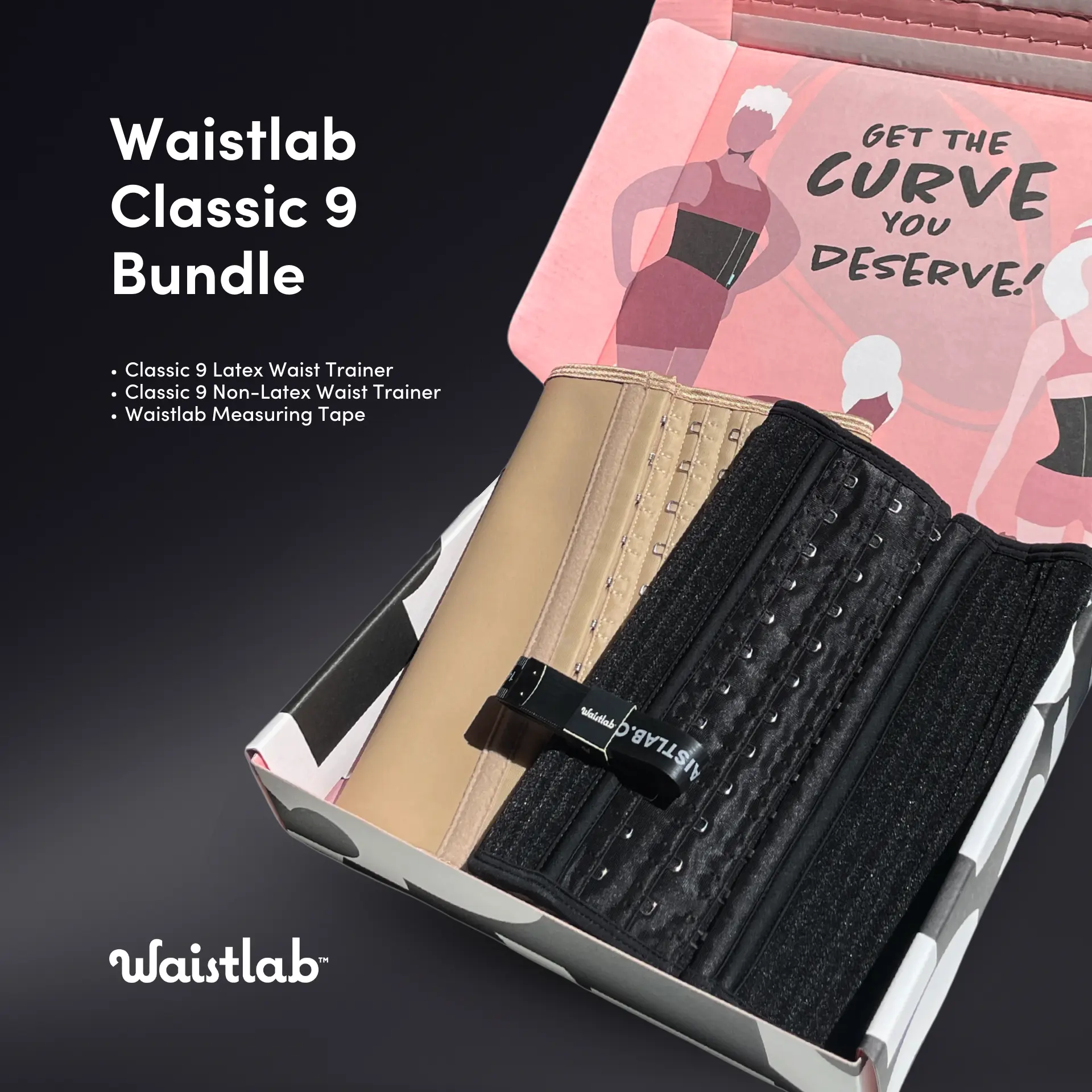 Waistlab Classic 9 Bundle - C9 Latex and C9 Non-latex Waist Trainer with Measuring Tape for Back Support, Postpartum and Body Shaping