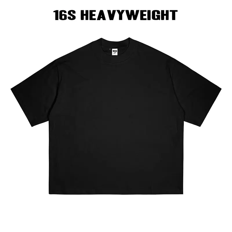 Wush Club 16S Boxy Fit Heavyweight Tee Baju Kaos Distro Pria Wanita Oversize Cotton Combad Polos Basic Hitam 0