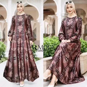 Gamis SENARA Motif Batik/ silky M-6L Kantong Muslim Dress Wanita Lembut Elegant Nyaman