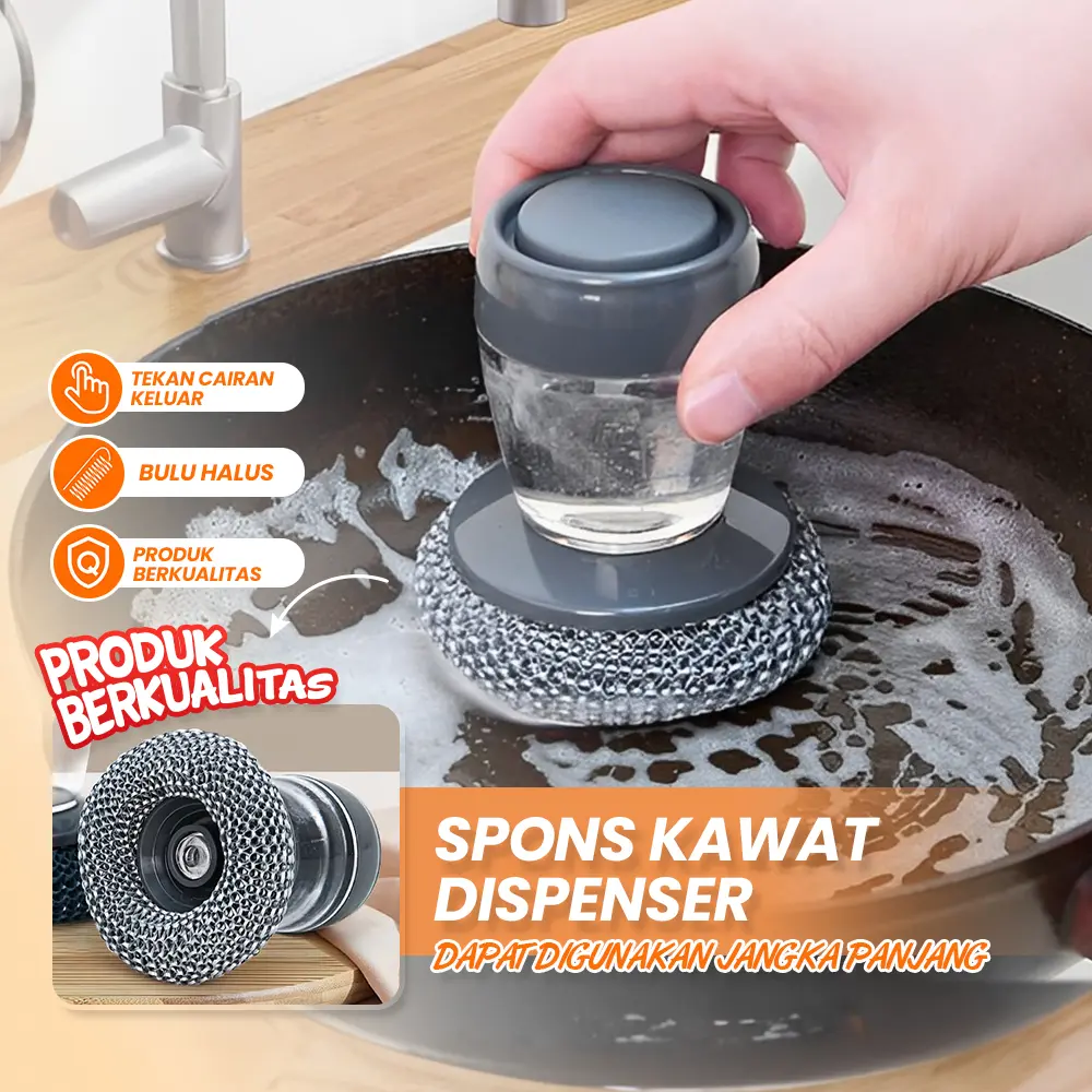 Dish Washing Brush Pressing Soap Dispenser Steel Wire Brush Kitchen Cleaning Tools  dishwasher Detergent Dispenser