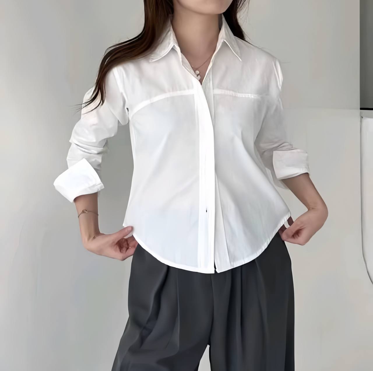 Haven Fitted Shirt - Kemeja Wanita Slim Effect Lengan Panjang Casual / Office - Atasan Wanita Katun Basic