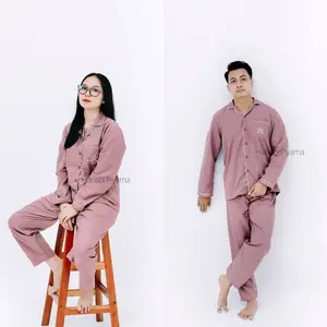 Piyama Couple Hanabi Tipe 3 - Lengan Panjang Celana Panjang - Baju Dewasa Tidur - 2 Stel - Warna