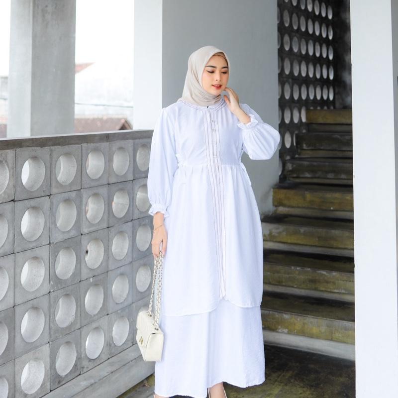 Amora Set by Adiyana Apparel Crinkle Nyaman Panjang Muslim Atasan 2