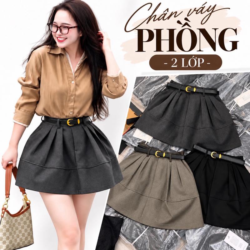 CV65 Chân Váy Dạ Ngắn Bồng Xoè Phong Cách Hàn - 2 Lớp Dài 36 CM
