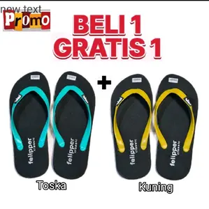 Promo beli 1 gratis 1 sendal jepit pria distro cowok cewe Sandal Karet anti-slip