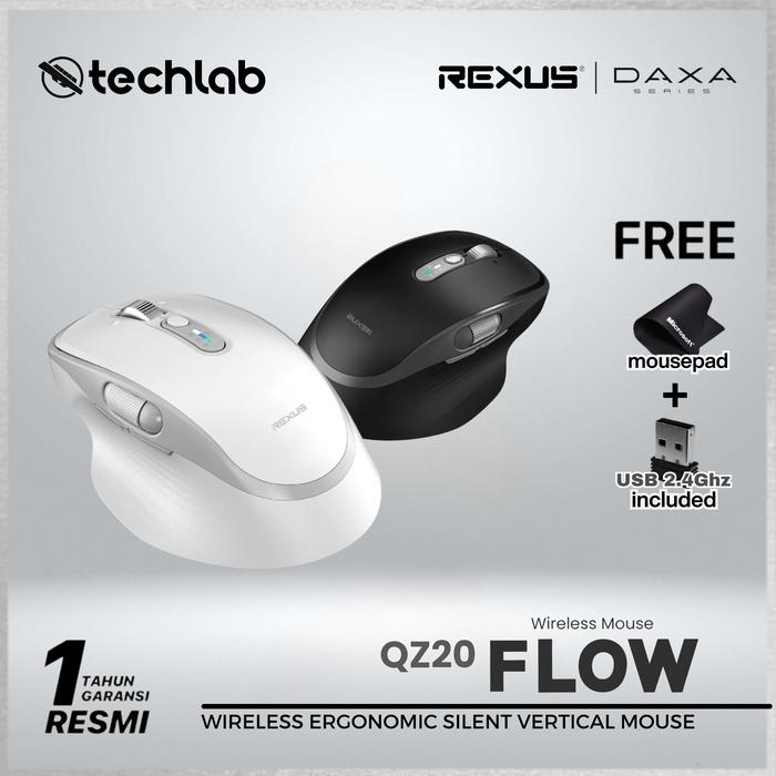 Promo Rexus Flow QZ20 / QZ-20 Mouse Office Wireless Ergonomic Silent ...