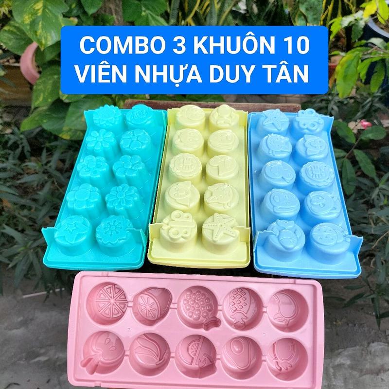  Combo 3 Cái Khuôn 10 Viên Bông Hoa Trái Cây Hoạt Hình,Làm Thạch Rau Câu Nhựa Duy Tân Khay Thạch Trà Sữa Khuôn đá 