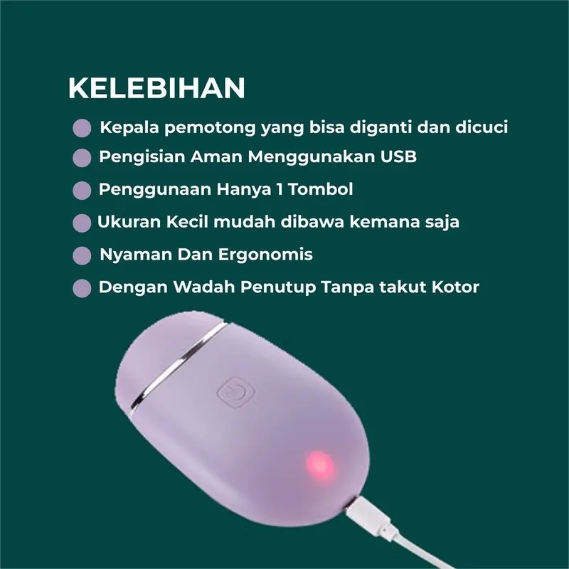 MISSAI Alat Mencukur Mini Listrik Pencukur Bulu Ketiak Wanita / Mini Lady Shaver / Tanpa Rasa Sakit Pencukur Rambut / Alat Pencukur Bulu Kemaluan Epilator BD03 5