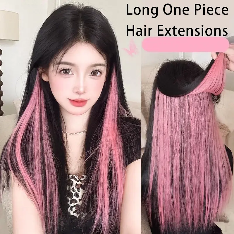 Long One-Piece Hair Extension Piece Inner Layer Half Tied Hair Hanging Dyed Hair Extensions Hanging Ear Dye