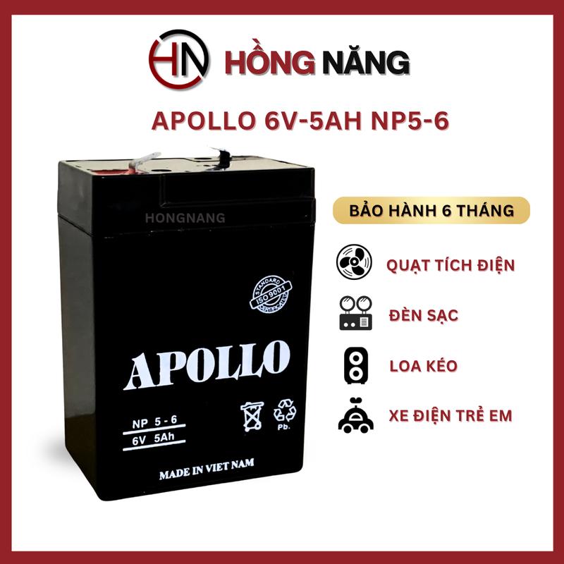 Bộ lưu trữ điện 6V5 Ah APOLLO dùng cho xe điện trẻ em quạt sạc tích điện đèn sạc đèn thoát hiểm thiết bị lưu điện – Bền dễ lắp đặt