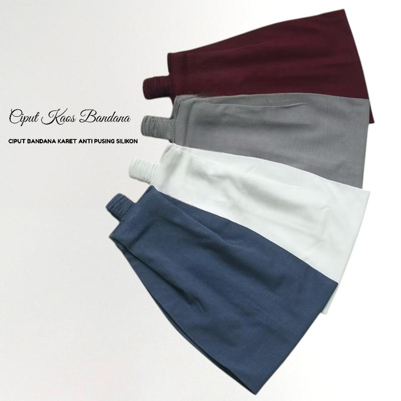 Ciput Bandana Karet Anti Pusing - Inner Bandana Pita Anti Geser Silikon Matt Kaos Rayon Super Poliester Dalaman 5