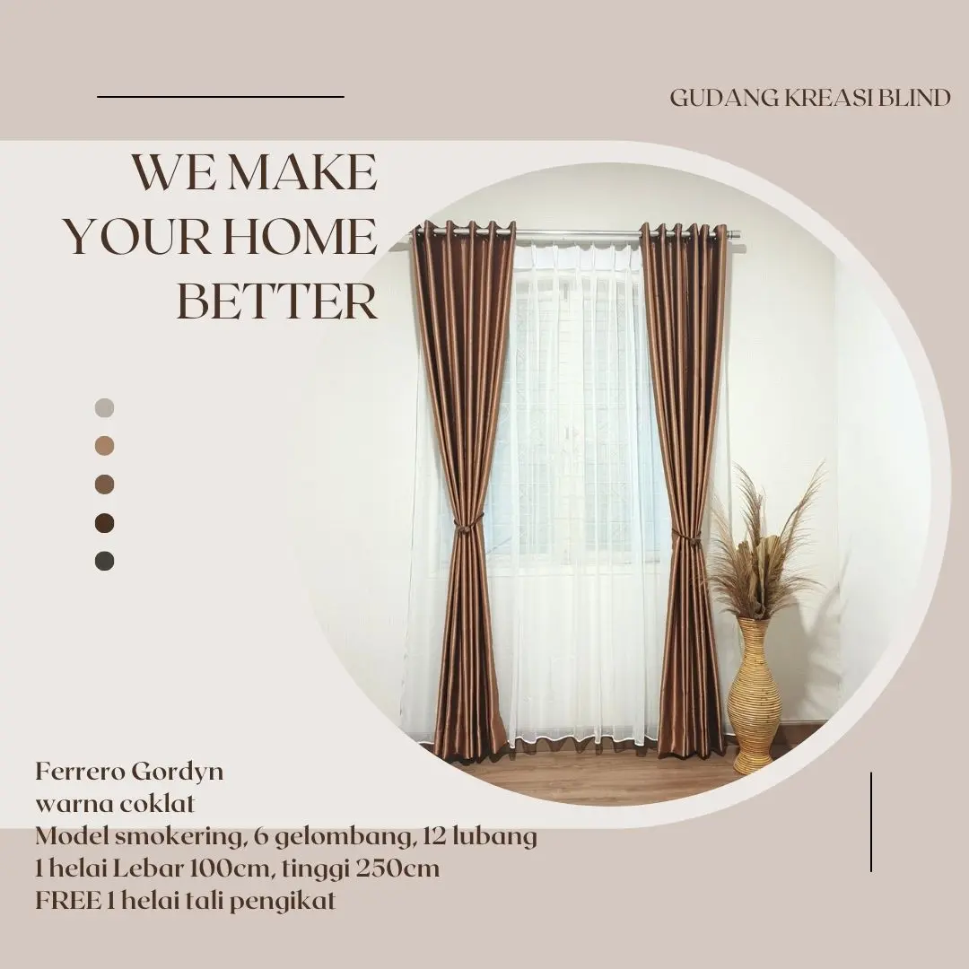 Gorden dimout 80% premium/tirai jendela smokering minimalis Ferrero dan Melbury curtain  x