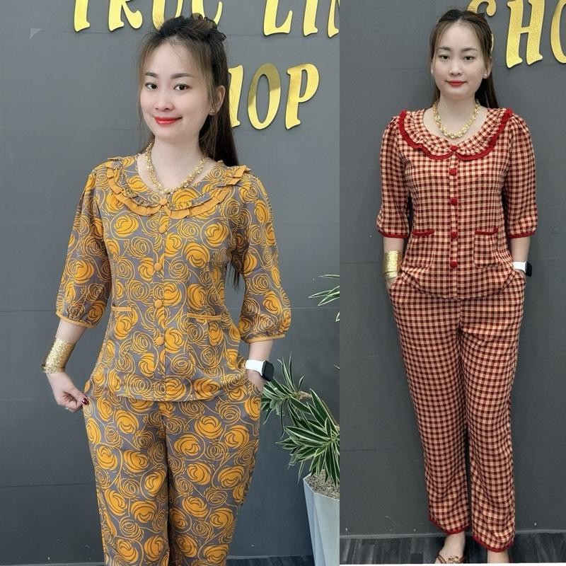 ĐỒ BỘ, BỘ TIỂU THƯ, CỔ TRÒN, VẢI MANGO.TAY LỬNG, QUẦN DÀI , SIZE 45-75 KG. Lụa Nữ Women
