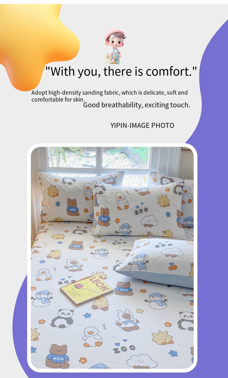 Product Introduction of New Kuromi 3in1 Fitted Bedsheet Single Super Single Queen King Size 【Bed sheet+pillowcase 3in1】Skin Friendly Cotton Mattress Dust Cover bedsheet  queen  size multicoloured  bed  sheets  hotel 45