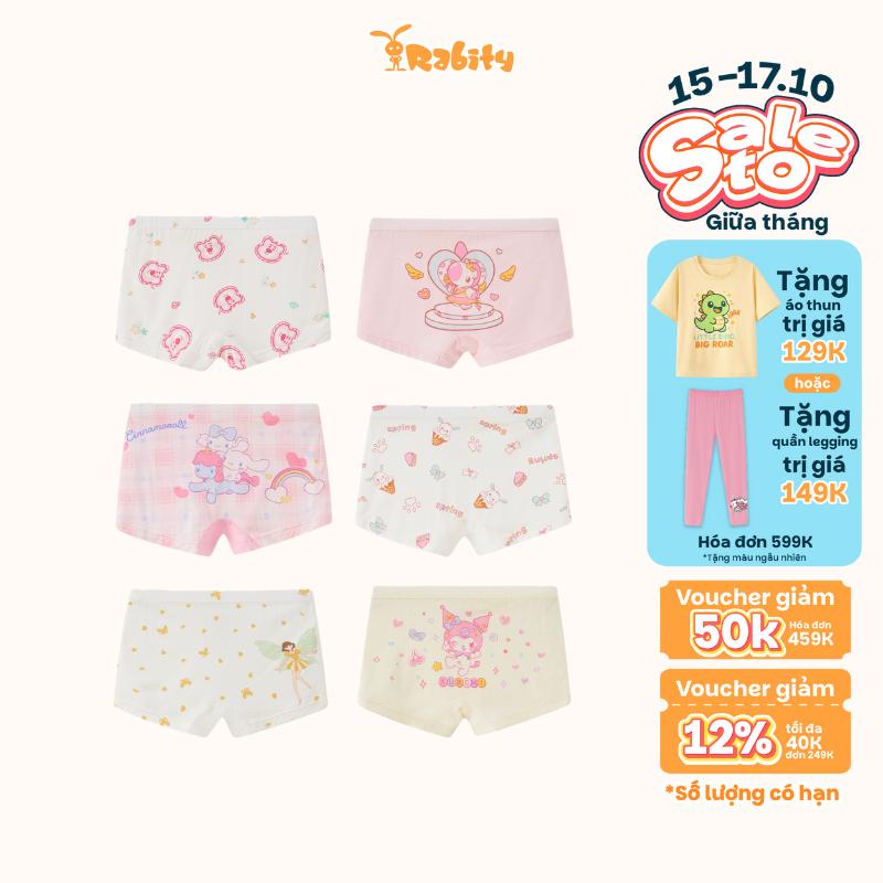 Set 6 quần chip đùi bé gái chất liệu vải modal cao cấp Rabity 33036.417