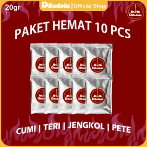 PAKET HEMAT ( PAKET 10 PCS ) Sambal Cumi / Sambal Teri / Sambal Pete / Sambal Jengkol Kemasan Saset 20gr DILADOIN