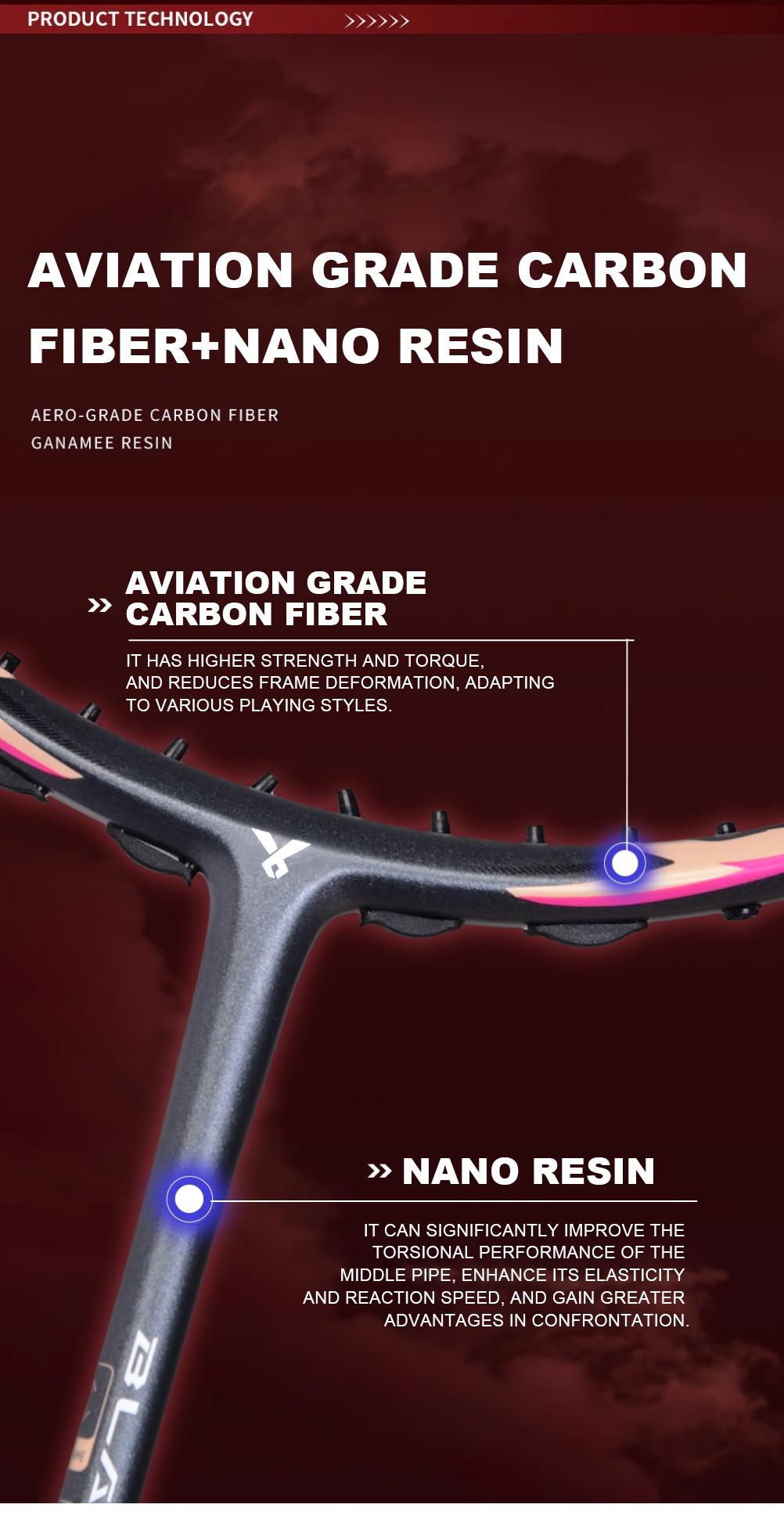 ORBITAL BLADE RAKET BADMINTON FULL CARBON MAX:35LBS 4U (82±2g) Tipe Menyerang Balance 295±3MM