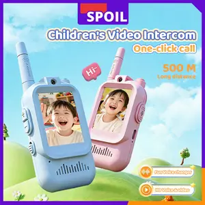 Spoil Beli satu gratis satu walkie-talkie anak-anak paket 2 buah mainan edukatif WiFi nirkabel jarak jauh panggilan video HD jangkauan 500m dengan fungsi pengubah suara Hadiah yang bagus untuk anak-anak termasuk hadiah Natal ulang tahun dan Tahun Baru