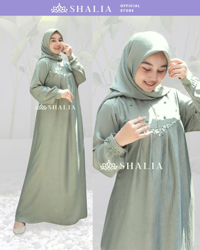 LUXURY Shalia | HUMAIRA Dress Set Hijab Santorini Silk Gamis Lebaran Simple Wanita Muslim Syari Payet Busui Mewah FREE BROS Pesta Kondangan Dewasa Nyaman Panjang 1