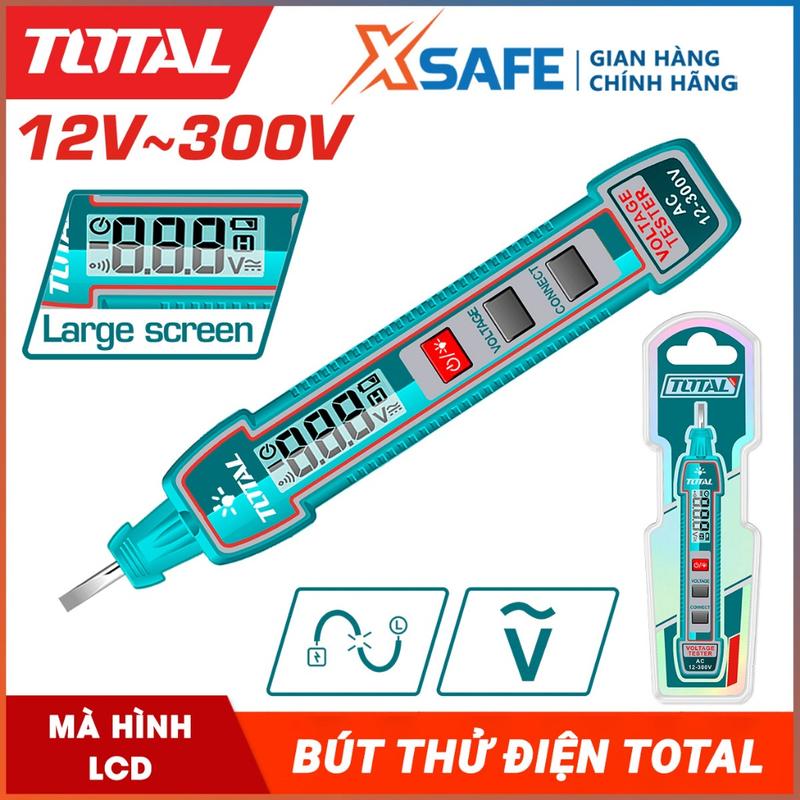 CODBút thử điện TOTAL THTS33001 điện áp AC 12-300V màn hình kỹ thuật số LCD,…