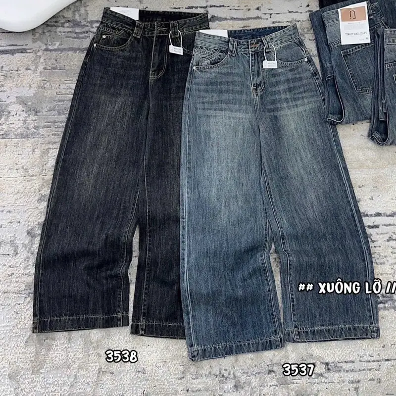 Suông lỡ kiểu 9 tất lưng cao chất jean qc dài 93-95cm 4